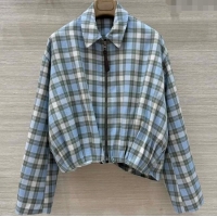 Famous Brand Promotional Loewe Plaid Jacket 0814 Blue 2025