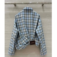 Famous Brand Promotional Loewe Plaid Jacket 0814 Blue 2025