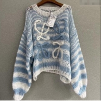 Trendy Design Loewe Mohair Crochet Striped Sweater 0904 White/Blue 2025