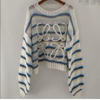 Super Quality Loewe Mohair Crochet Sweater 0904 White/Blue/Purple 2025