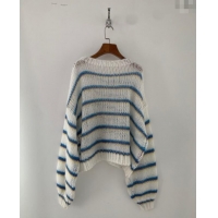 Super Quality Loewe Mohair Crochet Sweater 0904 White/Blue/Purple 2025