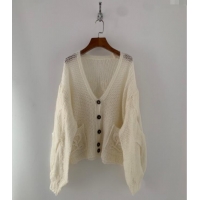New Fashion Loewe Mohair Crochet Cardigan 0904 Ivory White 2025