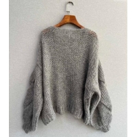 Luxury Cheap Loewe Mohair Crochet Sweater 0904 Grey 2025