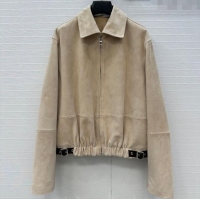 New Design Loewe Belted Sheepskin Suede Jacket LW101502 Beige 2025