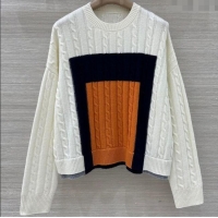 Original Cheap Loewe Cashmere Patchwork Sweater 1015 White 2025