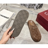 Grade Quality Gucci GG Suede Flat Mules with Horsebit Coffe Brown 836057 1020012