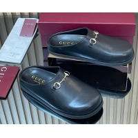Popular Style Gucci GG Suede Flat Mules with Horsebit Black 836057 1020016