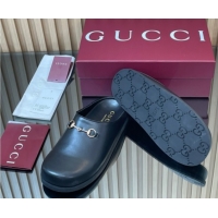 Popular Style Gucci GG Suede Flat Mules with Horsebit Black 836057 1020016