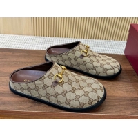 Durable Gucci GG Canvas Flat Mules with Horsebit Camel 1020025