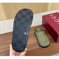Grade Quality Gucci GG Canvas Flat Mules with Horsebit Green 1020027