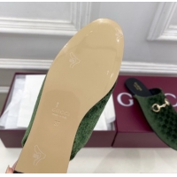 Trendy Design Gucci GG Velvet Flat Mules with Horsebit Green 1020033