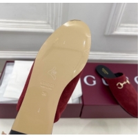 Good Taste Gucci Suede Flat Mules with Horsebit Red 1020037