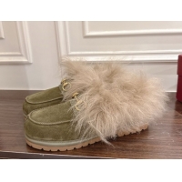 Unique Style Gucci Suede and Wool Flat Loafers with Horsebit Green GG102001