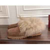 Best Product Gucci Suede and Wool Flat Loafers with Horsebit Brown GG102001