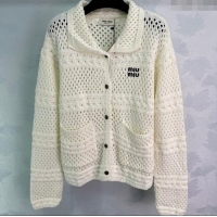 Affordable Price Miu Miu Crochet Cardigan 0814 White 2025