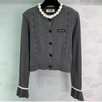 Reasonable Price Miu Miu Wool Knit Cardigan with Bloom 4004 Grey 2025