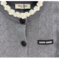 Reasonable Price Miu Miu Wool Knit Cardigan with Bloom 4004 Grey 2025