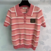 Unique Grade Miu Miu Striped Tops 0814 Pink 2025