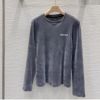 Reasonable Price Miu Miu Velvet Sweatshirt 0814 Grey 2025