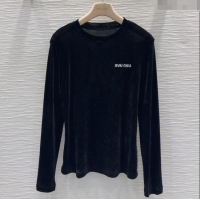 Super Quality Miu Miu Velvet Sweatshirt 0814 Black 2025