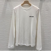 Famous Brand Miu Miu Velvet Sweatshirt 0814 White 2025