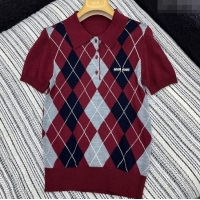 ​Good Looking Miu Miu Cashmere Plaid Polo Shirt 0814 Red 2025