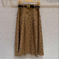 ​Good Looking Miu Miu Pleated Skirt with Print 0814 Yellow 2025