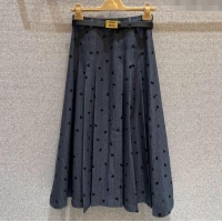 ​Top Design Miu Miu Pleated Skirt with Print 0814 Grey 2025