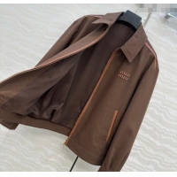 Top Grade Miu Miu Canvas and Lambskin Jacket 0814 Brown 2025