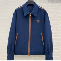 Good Taste Miu Miu Canvas and Lambskin Jacket 0814 Blue 2025