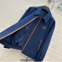 Good Taste Miu Miu Canvas and Lambskin Jacket 0814 Blue 2025