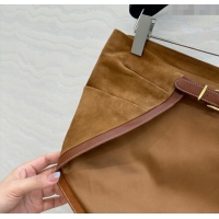 Super Quality Miu Miu Sheepskin Suede Vest 0814 Brown 2025