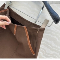 Top Quality Miu Miu Canvas and Lambskin Skirt 0814 Brown 2025