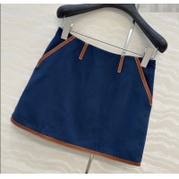 Affordable Price Miu Miu Canvas and Lambskin Skirt 0814 Blue 2025