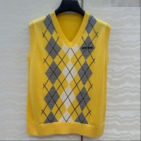 Luxury Cheap Miu Miu Wool Vest 0814 Yellow 2025
