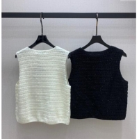 Top Quality Miu Miu Wool Cashmere Vest 0814 White/Black 2025