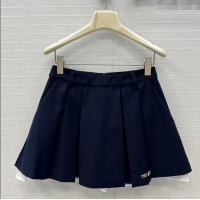 Reasonable Price Miu Miu Cotton Mini Skirt 0814 Dark Blue 2025
