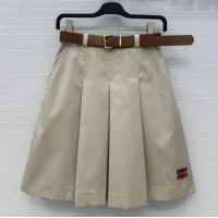 Super Quality Miu Miu Wool Pleated Skirt 0814 Khaki 2025