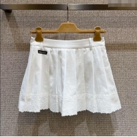 Grade Design Miu Miu Cotton Mini Skirt with Lace 0814 White 2025