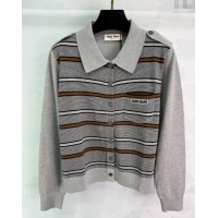 Grade Quality Miu Miu Wool Polo Cardigan 0813 Grey 2025
