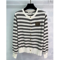 Best Quality Miu Miu Wool Striped Cardigan 0813 White 2025