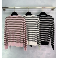 Best Quality Miu Miu Wool Striped Cardigan 0813 White 2025