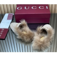 Sumptuous Gucci Jordaan GG Suede and Wool Flat Slippers with Horsebit Pale Grey 2025 GG102003 1020057