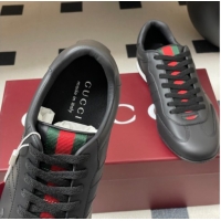 1:1 Gucci Calf Leather Sneakers Black 1021003