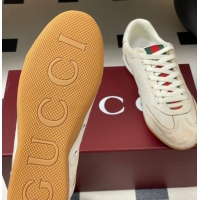 Hot Style Gucci Washed-Effect Leather Sneakers White 1021004