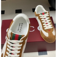 Sophisticated Gucci Suede and Grained Leather Sneakers Brown 1021006