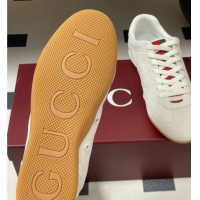Classic Hot Gucci Suede and Grained Leather Sneakers White 1021007