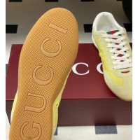 Durable Gucci Suede and Leather Sneakers Yellow 1021010