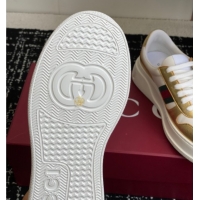 Charming Gucci Chunky Platform Sneakers 5cm in Leather White/Gold 1021011