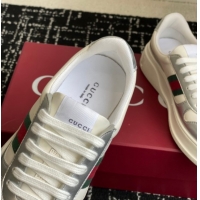 Shop Duplicate Gucci Chunky Platform Sneakers 5cm in Leather White/Silver 1021014